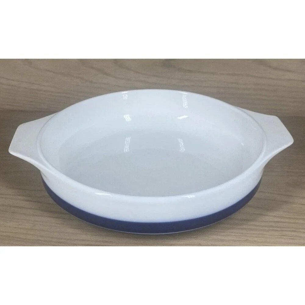 Thomas Flammfest Germany Round Oven Dish Handles White Navy Farmhouse Cottage 8